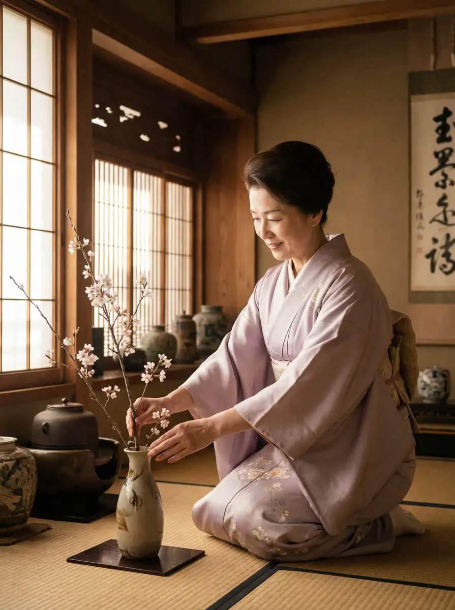 一位优雅的 《今日吃瓜》今日吃瓜最新更新_全网独家今日吃瓜大全 在和室中插花